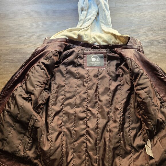 Vintage BKE 'Trevor' Jacket. Brown w/White stitching and Hood - Picture 2 of 4